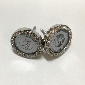 🌷SALE $29 Michael Kors Mother-Of-Pearl Rhodium Plated Rhinestone Earrings
